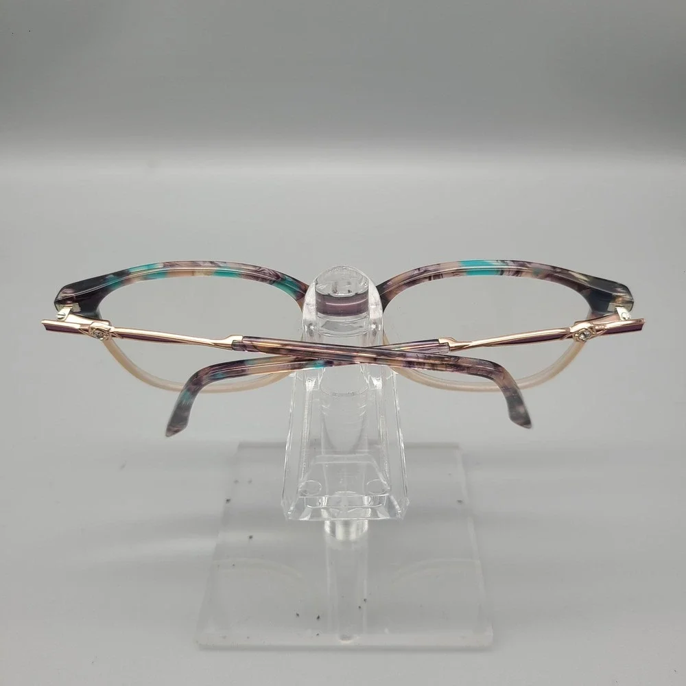 Bulova Bremerton Blue Multi Rose Gold Crystal Eyeglasses Frames 51-18-140